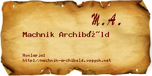 Machnik Archibáld névjegykártya